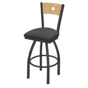 830 Voltaire Swivel Stool with Pewter Finish, Natural Back and Canter Storm Seat