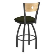 830 Voltaire Swivel Stool with Pewter Finish, Natural Back and Canter Pine Seat, AGS-83025PWNatMplB010