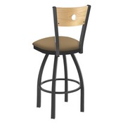 830 Voltaire Swivel Stool with Pewter Finish, Natural Back and Canter Sand Seat, AGS-83025PWNatMplB013