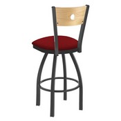 830 Voltaire Swivel Stool with Pewter Finish, Natural Back and Graph Ruby Seat, AGS-83025PWNatMplB016