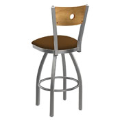 830 Voltaire Swivel Counter Stool with Stainless Finish, Medium Back, and Canter Thatch Seat, AGS-83025SSMedMplB001