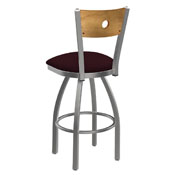 830 Voltaire Swivel Counter Stool with Stainless Finish, Medium Back, and Canter Bordeaux Seat, AGS-83025SSMedMplB005