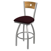 830 Voltaire Swivel Counter Stool with Stainless Finish, Medium Back, and Canter Bordeaux Seat, AGS-83025SSMedMplB005