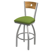 830 Voltaire Swivel Counter Stool with Stainless Finish, Medium Back, and Canter Kiwi Green Seat, AGS-83025SSMedMplB009