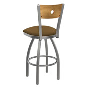 830 Voltaire Swivel Counter Stool with Stainless Finish, Medium Back, and Canter Saddle Seat, AGS-83025SSMedMplB012