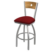 830 Voltaire Swivel Counter Stool with Stainless Finish, Medium Back, and Graph Ruby Seat, AGS-83025SSMedMplB016