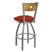 830 Voltaire Swivel Counter Stool with Stainless Finish, Medium Back, and Graph Poppy Seat, AGS-83025SSMedMplB021