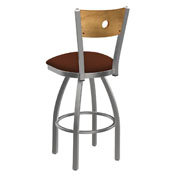 830 Voltaire Swivel Counter Stool with Stainless Finish, Medium Back, and Rein Adobe Seat, AGS-83025SSMedMplB023