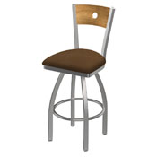 830 Voltaire Swivel Counter Stool with Stainless Finish, Medium Back, and Rein Thatch Seat, AGS-83025SSMedMplB026