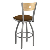 830 Voltaire Swivel Counter Stool with Stainless Finish, Natural Back, and Canter Thatch Seat, AGS-83025SSNatMplB001