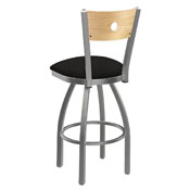 830 Voltaire Swivel Counter Stool with Stainless Finish, Natural Back, and Canter Espresso Seat, AGS-83025SSNatMplB003
