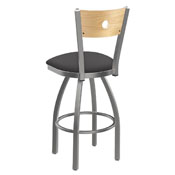 830 Voltaire Swivel Counter Stool with Stainless Finish, Natural Back, and Canter Storm Seat, AGS-83025SSNatMplB004