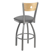830 Voltaire Swivel Counter Stool with Stainless Finish, Natural Back, and Canter Folkstone Grey Seat, AGS-83025SSNatMplB007