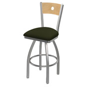 830 Voltaire Swivel Counter Stool with Stainless Finish, Natural Back, and Canter Pine Seat, AGS-83025SSNatMplB010
