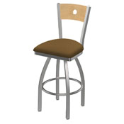 830 Voltaire Swivel Counter Stool with Stainless Finish, Natural Back, and Canter Saddle Seat, AGS-83025SSNatMplB012