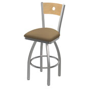 830 Voltaire Swivel Counter Stool with Stainless Finish, Natural Back, and Canter Sand Seat, AGS-83025SSNatMplB013