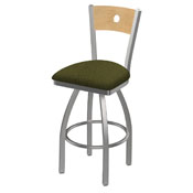 830 Voltaire Swivel Counter Stool with Stainless Finish, Natural Back, and Graph Parrot Seat, AGS-83025SSNatMplB015