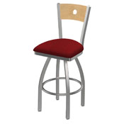 830 Voltaire Swivel Counter Stool with Stainless Finish, Natural Back, and Graph Ruby Seat, AGS-83025SSNatMplB016