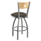 830 Voltaire Swivel Counter Stool with Stainless Finish, Natural Back, and Graph Chalice Seat, AGS-83025SSNatMplB019