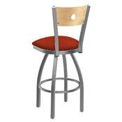 830 Voltaire Swivel Counter Stool with Stainless Finish, Natural Back, and Graph Poppy Seat, AGS-83025SSNatMplB021