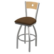 830 Voltaire Swivel Counter Stool with Stainless Finish, Natural Back, and Rein Thatch Seat, AGS-83025SSNatMplB026