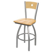 830 Voltaire Swivel Counter Stool with Stainless Finish, Natural Back, and Natural Maple Seat
