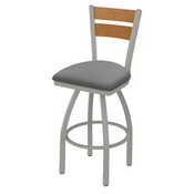 832 Thor Swivel Stool with Anodized Nickel Finish, Medium Back and Canter Folkstone Grey Seat, AGS-83225ANMedMpl007