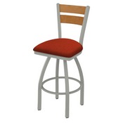832 Thor Swivel Stool with Anodized Nickel Finish, Medium Back and Graph Poppy Seat, AGS-83225ANMedMpl021