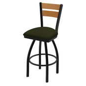 832 Thor Swivel Stool with Black Wrinkle Finish, Medium Back and Canter Pine Seat, AGS-83225BWMedMpl010