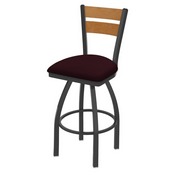 832 Thor Swivel Stool with Pewter Finish, Medium Back and Canter Bordeaux Seat, AGS-83225PWMedMpl005
