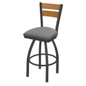 832 Thor Swivel Stool with Pewter Finish, Medium Back and Canter Folkstone Grey Seat, AGS-83225PWMedMpl007