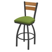 832 Thor Swivel Stool with Pewter Finish, Medium Back and Canter Kiwi Green Seat, AGS-83225PWMedMpl009