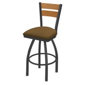 832 Thor Swivel Stool with Pewter Finish, Medium Back and Canter Saddle Seat, AGS-83225PWMedMpl012