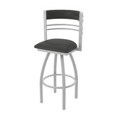 860 Hunter Swivel Stool with Anodized Nickel Finish and Canter Iron Seat and Back, AGS-86025AN008