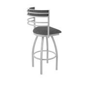 860 Hunter Swivel Stool with Anodized Nickel Finish and Graph Coal Seat and Back, AGS-86025AN018
