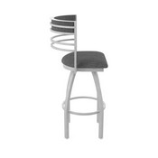 860 Hunter Swivel Stool with Anodized Nickel Finish and Graph Coal Seat and Back, AGS-86025AN018