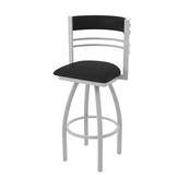 860 Hunter Swivel Stool with Anodized Nickel Finish and Black Vinyl Seat and Back, AGS-86025ANBlkVinyl