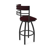 860 Hunter Swivel Stool with Black Wrinkle Finish and Canter Bordeaux Seat and Back, AGS-86025BW005