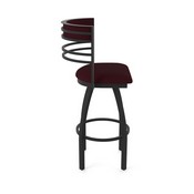 860 Hunter Swivel Stool with Black Wrinkle Finish and Canter Bordeaux Seat and Back, AGS-86025BW005