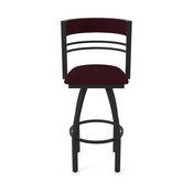 860 Hunter Swivel Stool with Black Wrinkle Finish and Canter Bordeaux Seat and Back, AGS-86025BW005