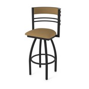 860 Hunter Swivel Stool with Black Wrinkle Finish and Canter Saddle Seat and Back, AGS-86025BW012