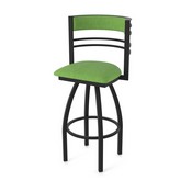 860 Hunter Swivel Stool with Black Wrinkle Finish and Graph Parrot Seat and Back, AGS-86025BW015
