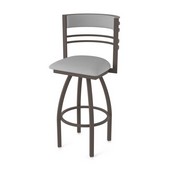 860 Hunter Swivel Stool with Bronze Finish and Canter Folkstone Grey Seat and Back, AGS-86025BZ007
