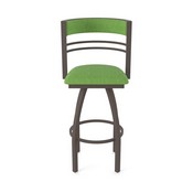 860 Hunter Swivel Stool with Bronze Finish and Graph Parrot Seat and Back, AGS-86025BZ015