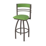 860 Hunter Swivel Stool with Bronze Finish and Graph Parrot Seat and Back, AGS-86025BZ015
