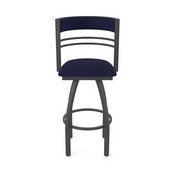 860 Hunter Swivel Stool with Pewter Finish and Canter Twilight Seat and Back, AGS-86025PW002