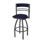 860 Hunter Swivel Stool with Pewter Finish and Canter Twilight Seat and Back, AGS-86025PW002