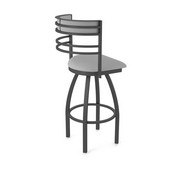 860 Hunter Swivel Stool with Pewter Finish and Canter Folkstone Grey Seat and Back, AGS-86025PW007