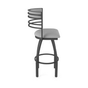 860 Hunter Swivel Stool with Pewter Finish and Canter Folkstone Grey Seat and Back, AGS-86025PW007