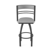 860 Hunter Swivel Stool with Pewter Finish and Canter Folkstone Grey Seat and Back, AGS-86025PW007